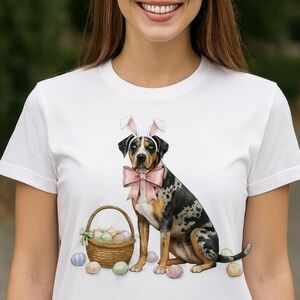 Catahoula Leopard Dog Easter Tee | Bunny Ears Graphic Shirt | Spring Pastel Dog